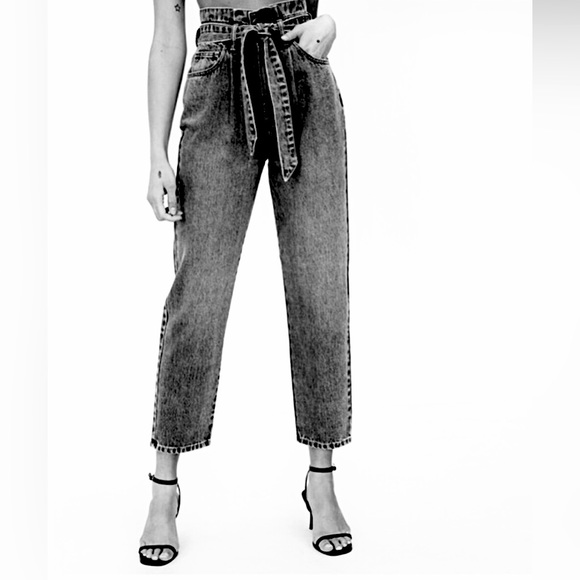 Glassons Paperbag Tie Denim Pants - Picture 2 of 6